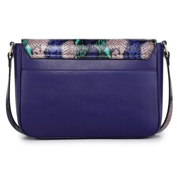 NWOT Wmns Vicenzo Leather Faith Genuine Leather Snake Accent Crossbody Bag Blue - Picture 10 of 13
